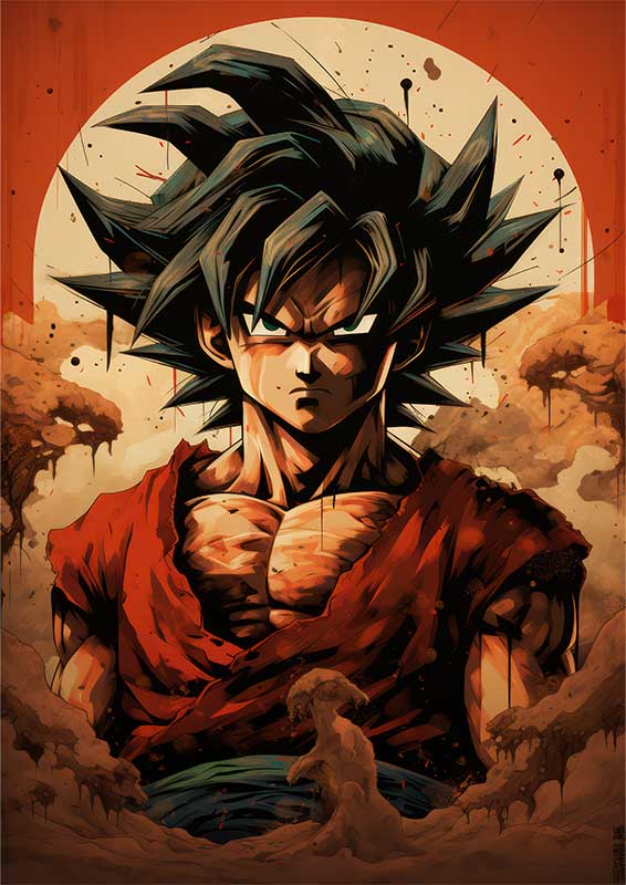 Goku style cartoon splash art