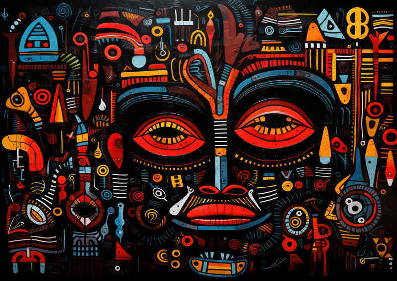 Cool coloured painting of a mans face abstract style