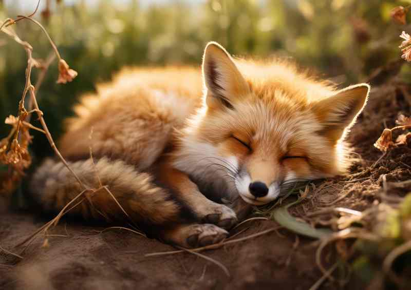 The Little Red Fox Laying down sleeping