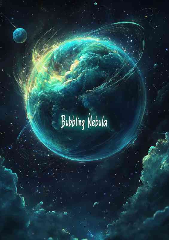 Swirling blue and green nebulae text space series