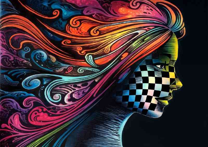 Vibrant and intricate artwork lady face