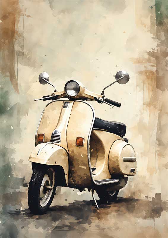 Painting Of A Old Scooter Bike