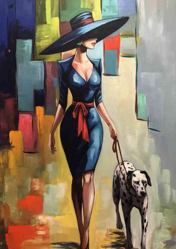 Dressed in a stylish form fitting blue dress