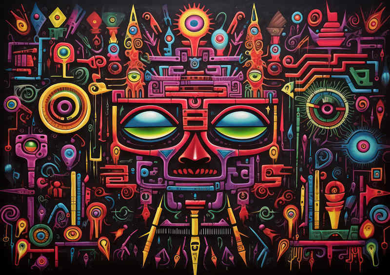 Face in shapes colourful and bright