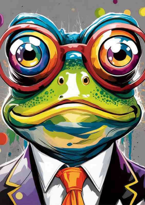 Colored frog with large round eyes
