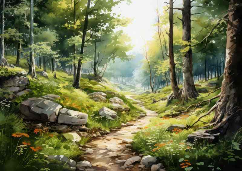 The Rocky Foot Path In The Woodland