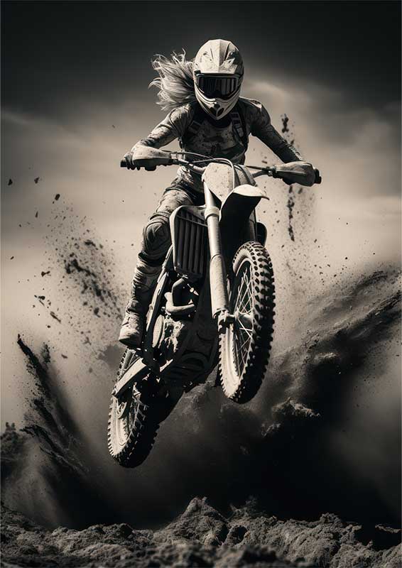 Rider On A Dirt Bike Flying Through The Air