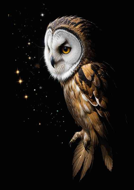 majestic owl with striking white and golden feathers