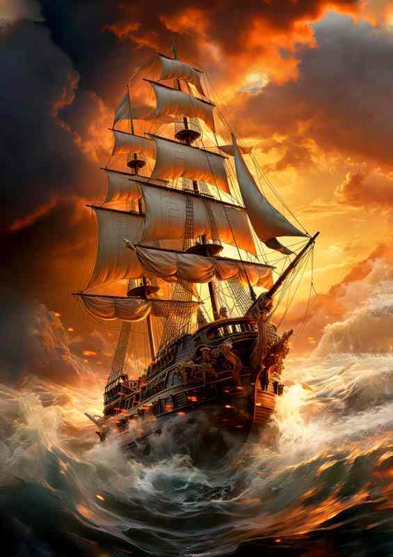 A ship in the turbulent ocean