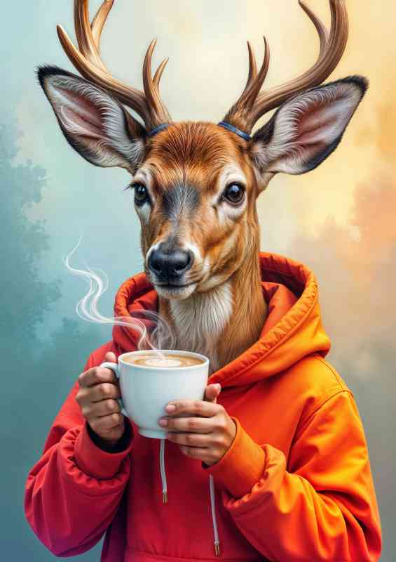 Deer enjoying his morning coffee