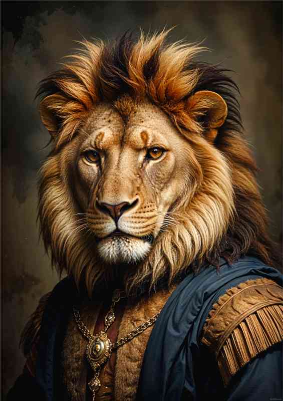 Magestic lion with surreal attire