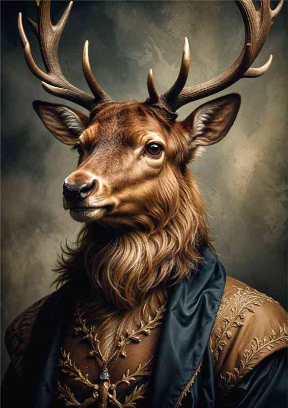 Magestic stag with vintage attire