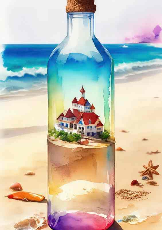Dreamy bottle in the sand