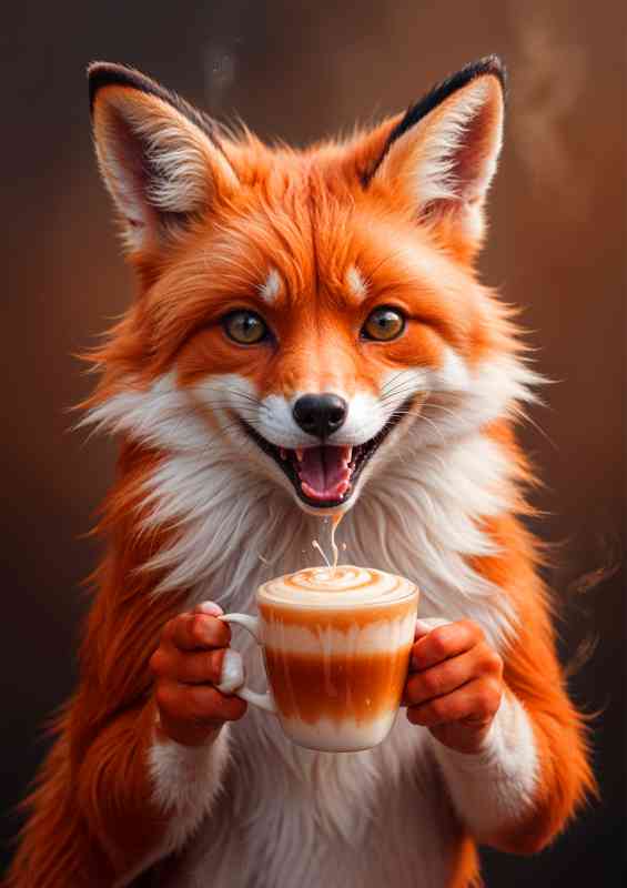 Smiling red fox with vibrant orange and white fur