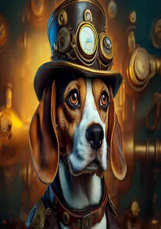 Steampunk beagle dog vintage attire