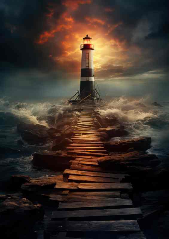 Lighthouses Elegance Beneath the Golden Sky