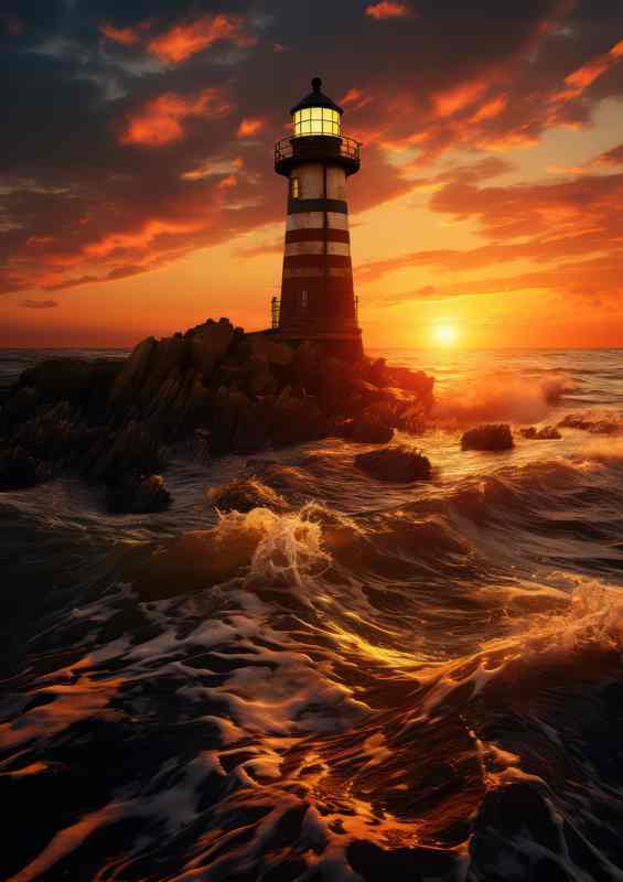 Lighthouses Last Light at Evening Sunset