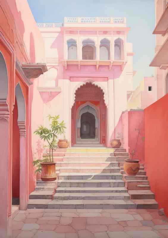 The Pink House with a elegant entrance