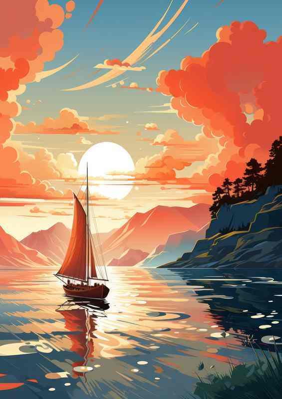 Sailing Serenity Sunset on Tranquil Waters