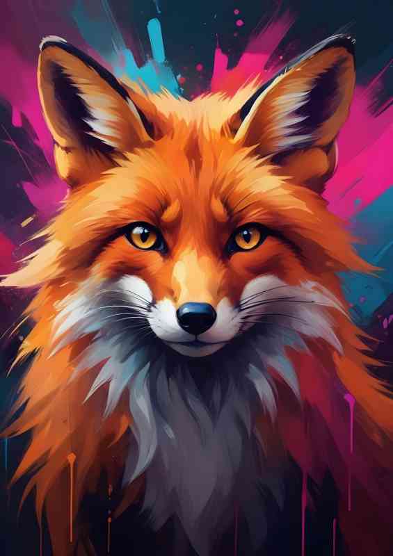 Vibrant colorful fox with piercing eyes