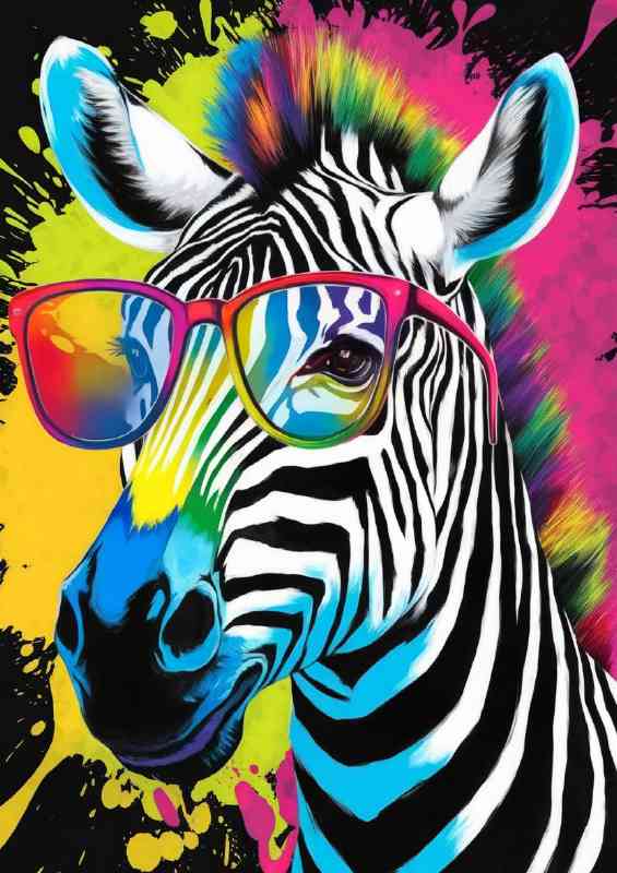 Vibrantly colored zebra with a striking appearance
