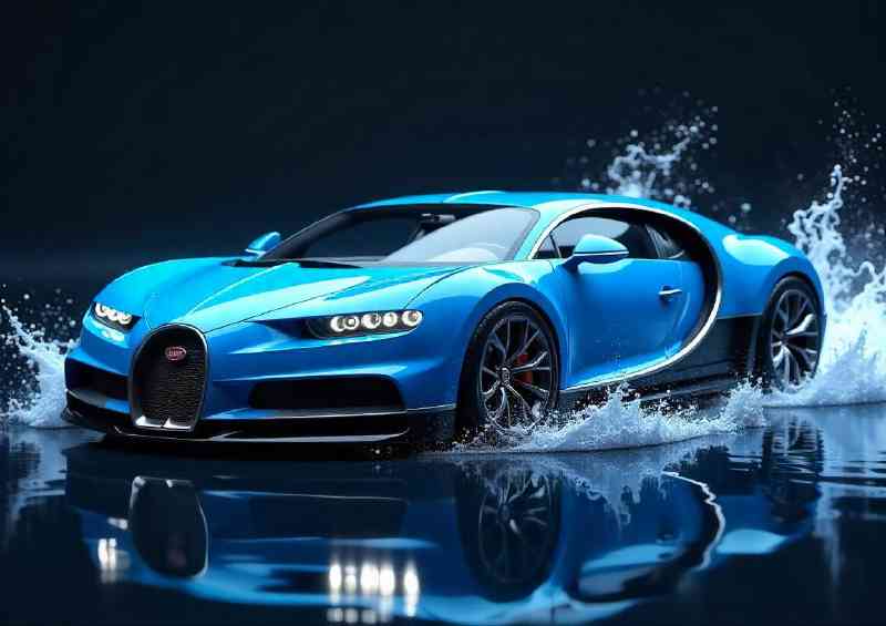 Bugatti light blue with spalshed water
