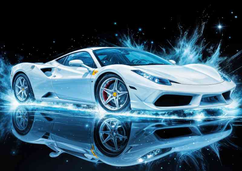 Laferrari ferrari style white super car with splashes