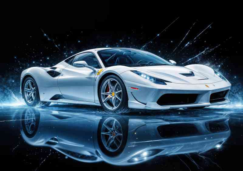 Laferrari white light blue tones ferarri style super car