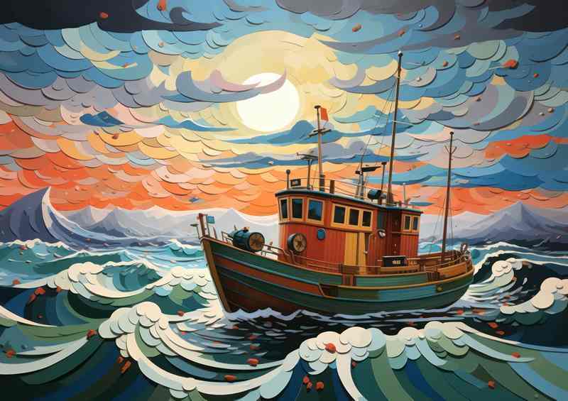 Adrift in Tempest Fishing Boat Courage