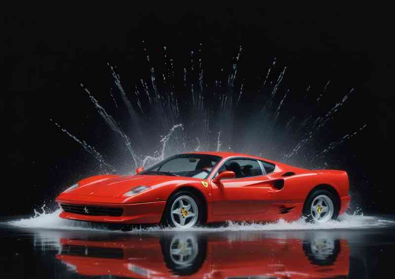 Red testrossa ferrari with splashed art