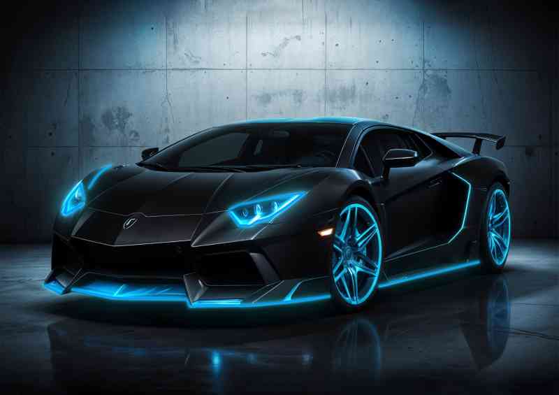 Tron style lamburghini neon blue