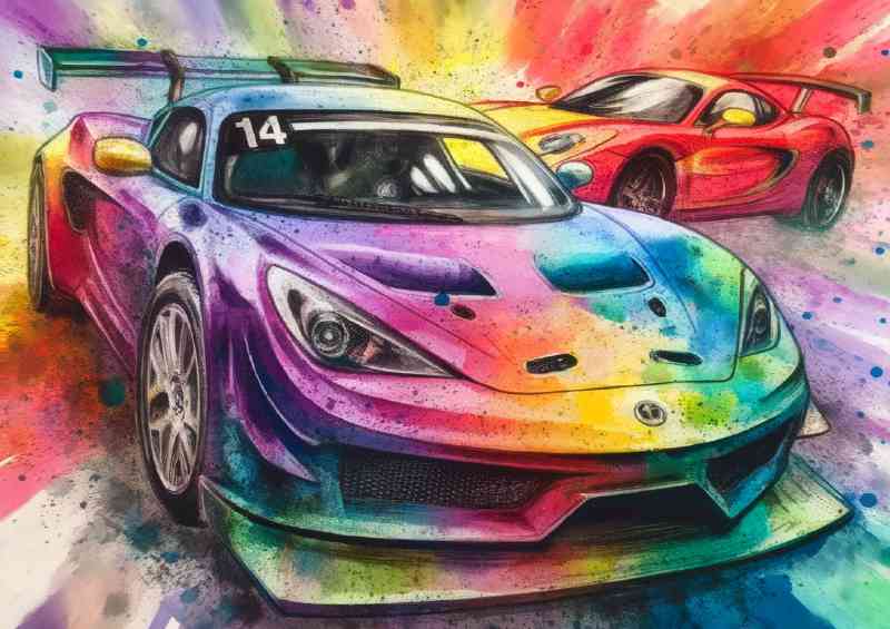 Vibrantly colored sports cars