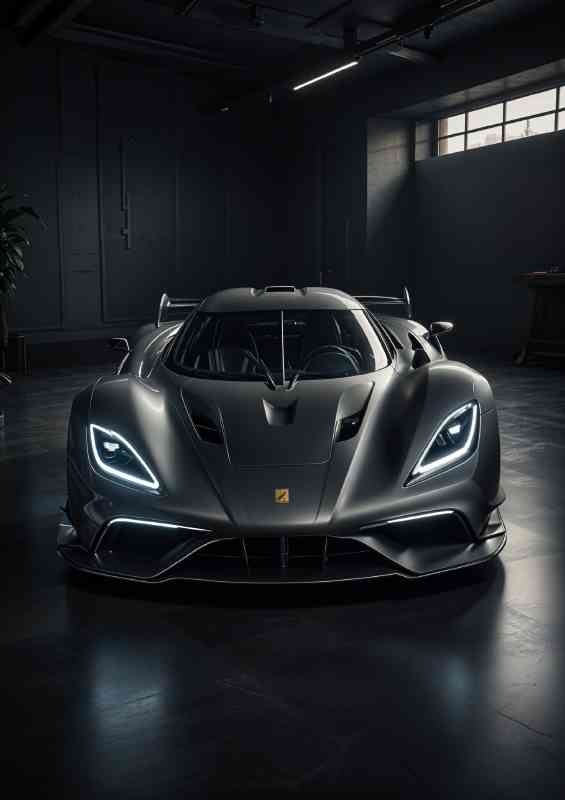 Futuristic looking Koenigsegg Jesko hypercar dark and moody