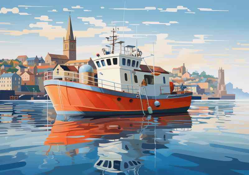 Fishing Boat in Blissful Sunlit Waters