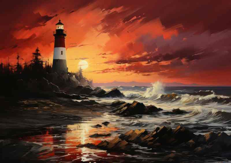 Lighthouse Aglow Sunsets Guiding Light
