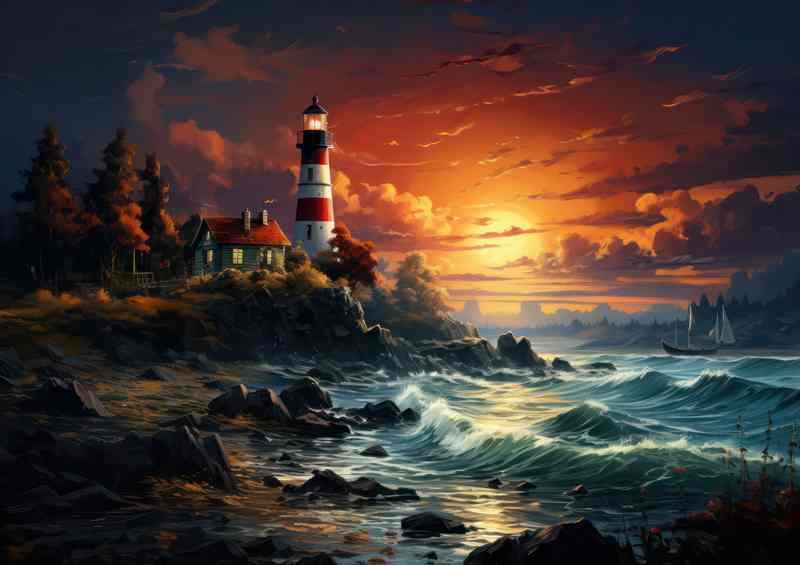 Lighthouse Serenade Sunsets Last Embrace