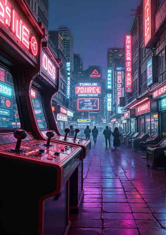 The retro gaming street neon style