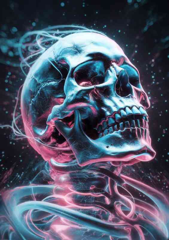 Detailed and vibrant representation of a skull