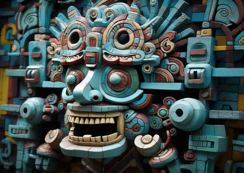 Mayan gods face is depicted in ceramic art