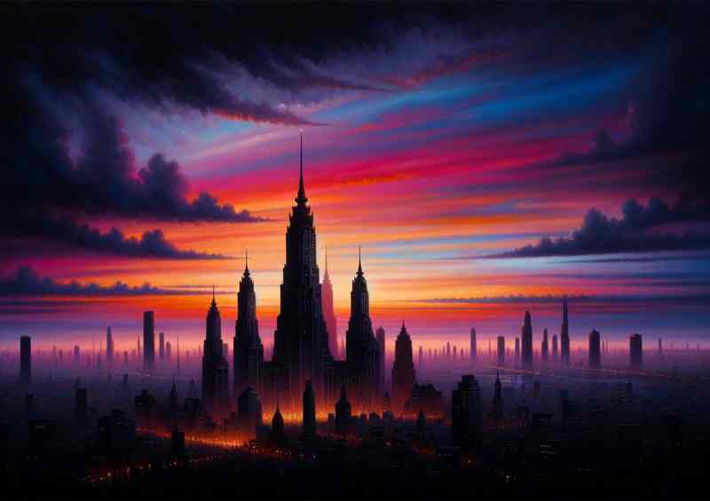 Twilight Towers a citys silhouette