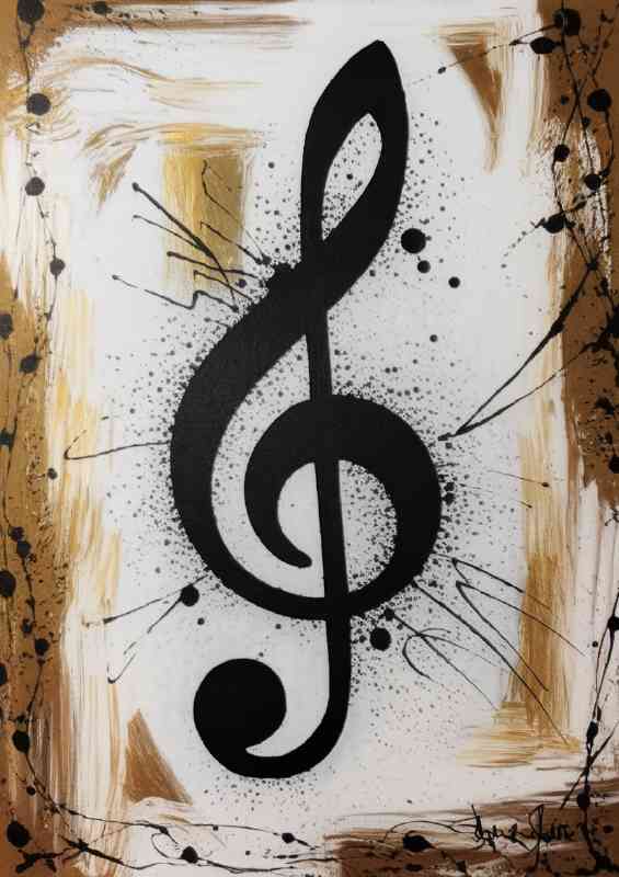 Rpresentation of a treble clef a music note
