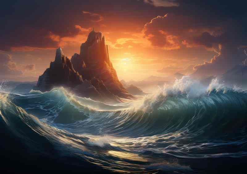 Rough Seas as Sun Sets Dramatically