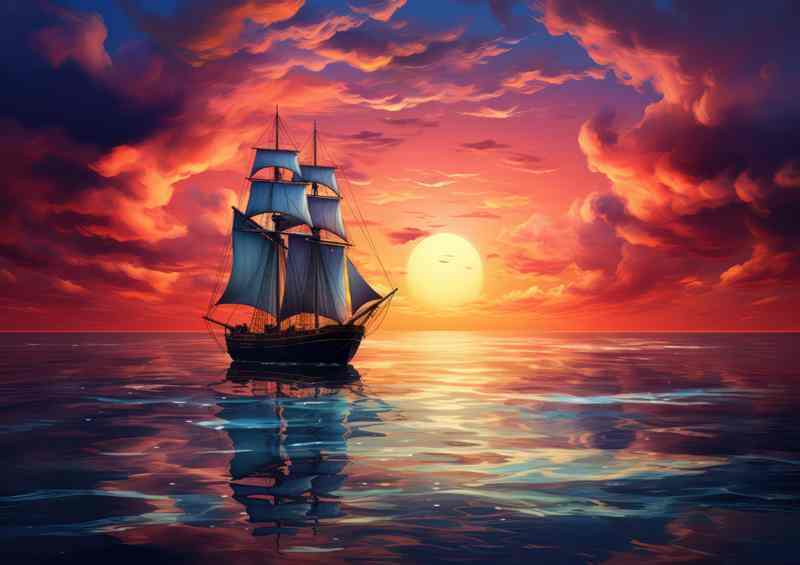 Sunsets Embrace Oceans Evening Glow