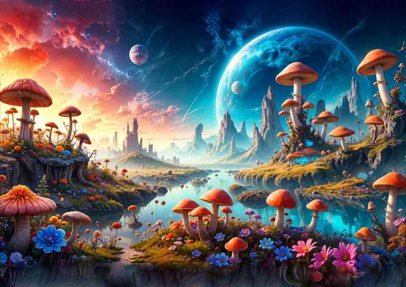 The planet mushroom with multi colours fantasy