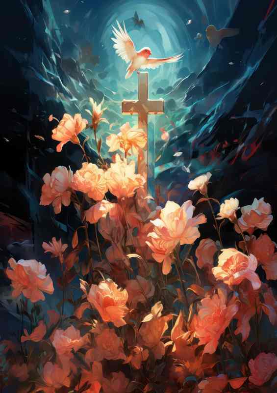 Heavenly Flora & Fauna | Cross, Birds & Flowers