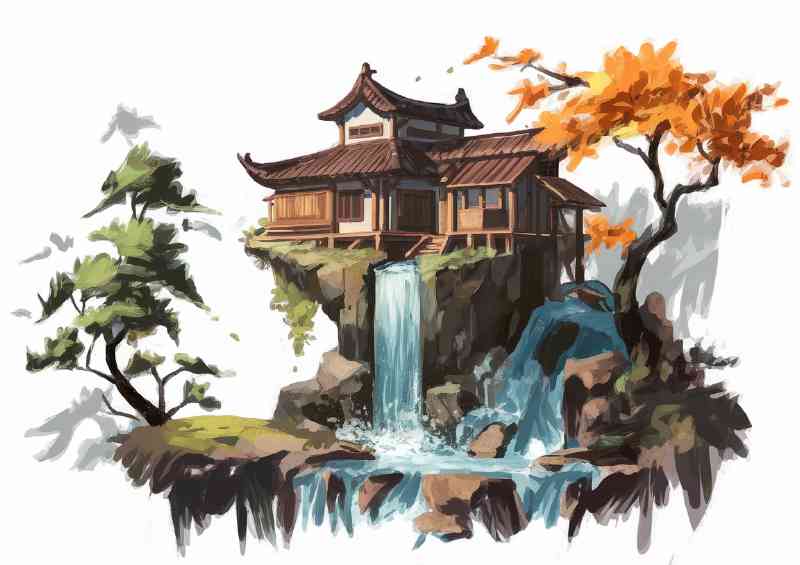 Picturesque scene of a traditional asian style home.png