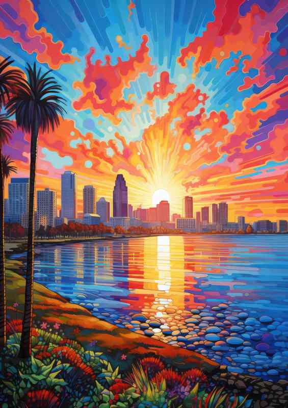 San Diego Bay as the sun is setting