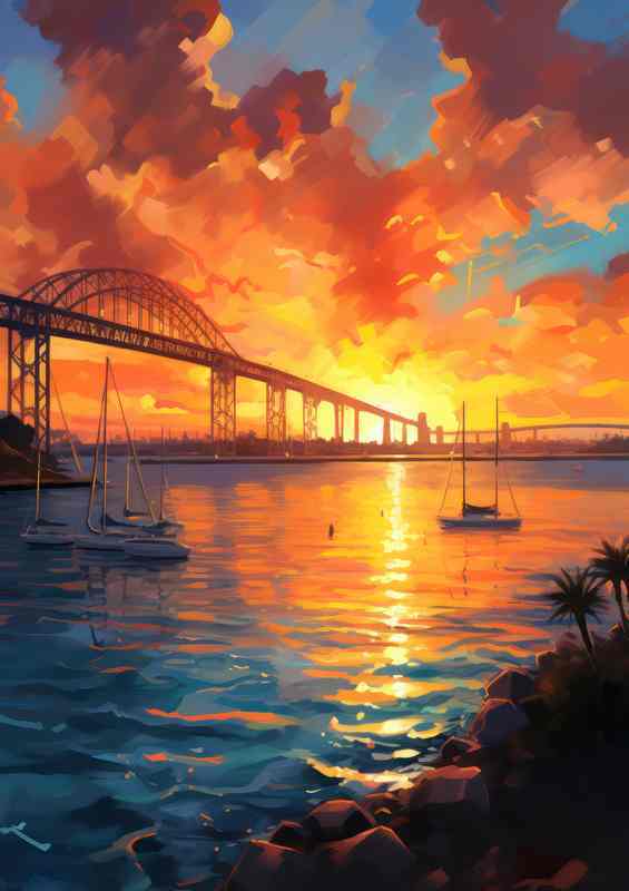 San Diego sea line with the setting suns reflections