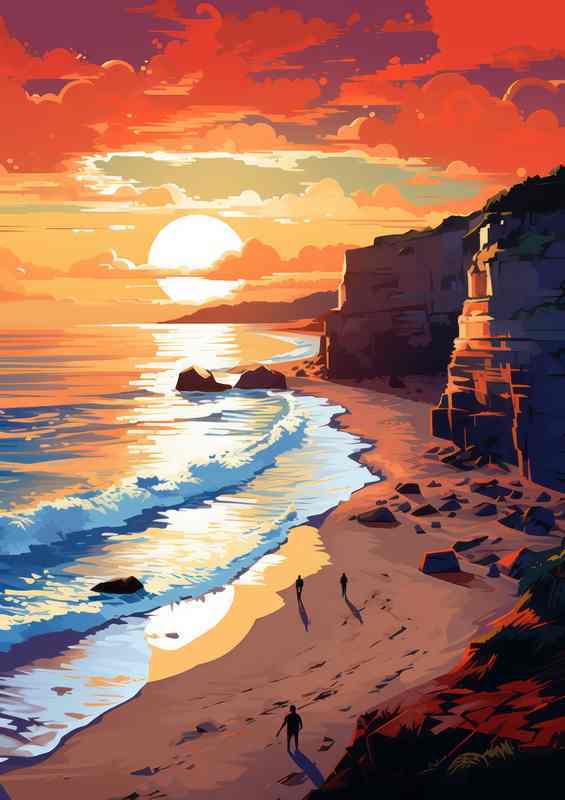 Sea And cliffs in a painted style