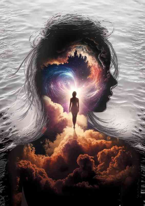 Surrealistic representation of a woman s silhouette